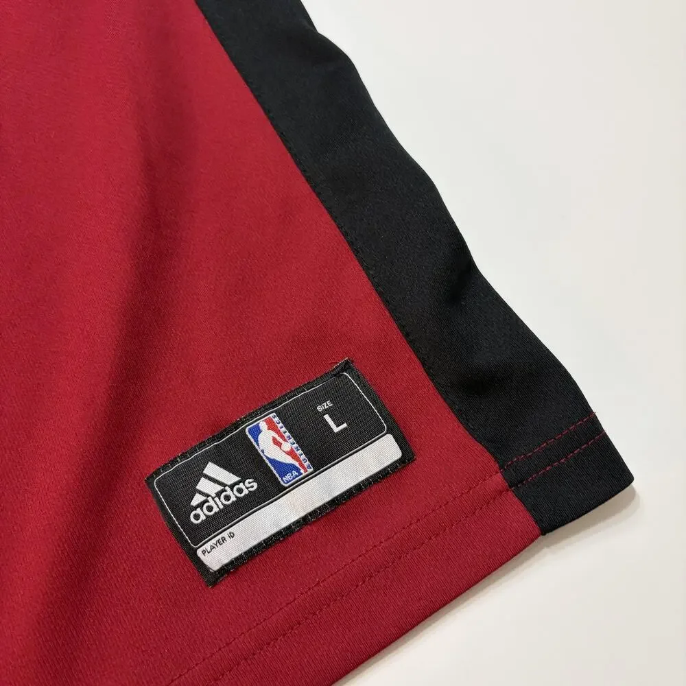 Miami Heat Jersey Boys Large Red Black NBA Basketball LeBron James 6 Adidas
